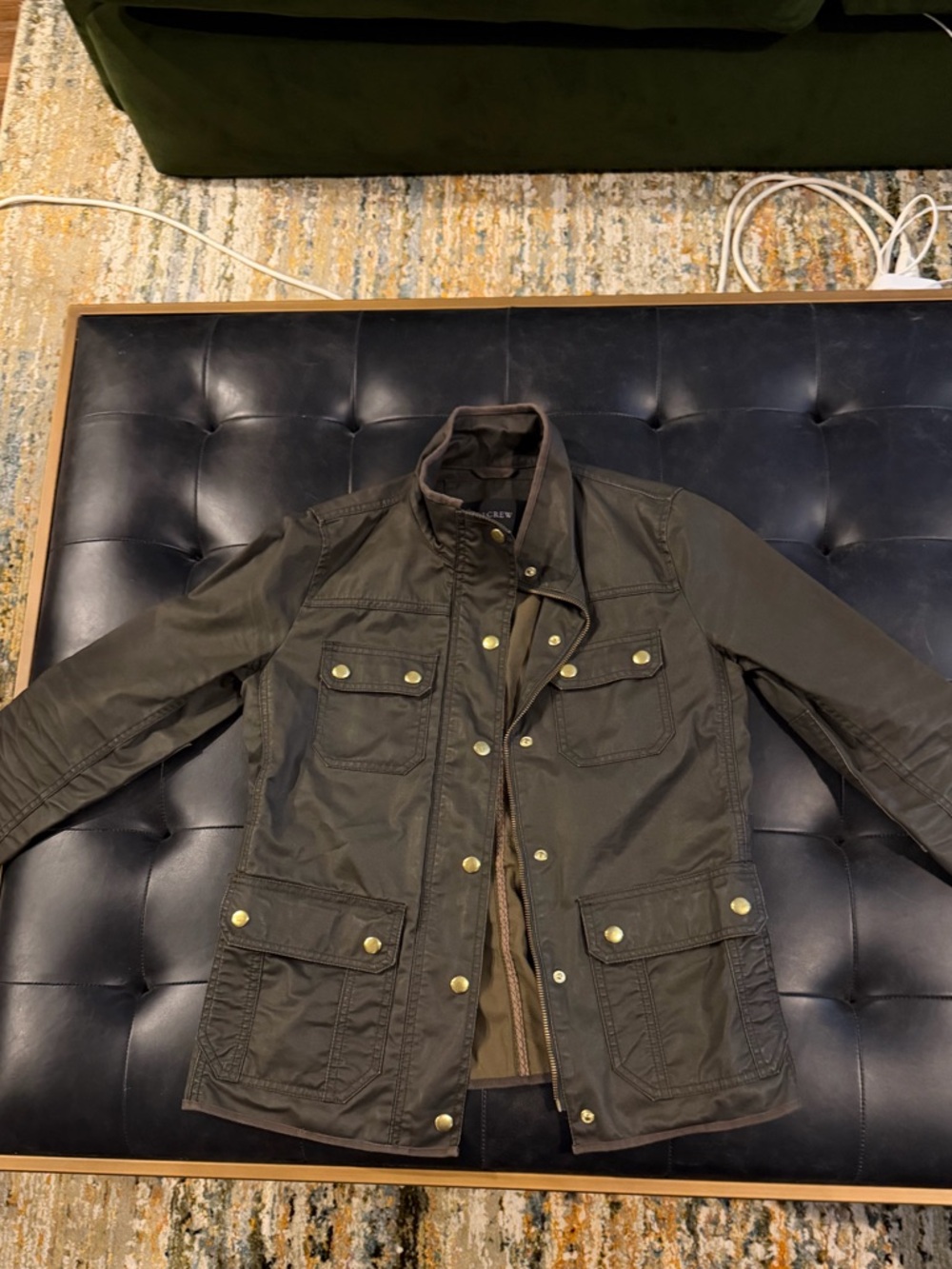 J. Crew Olive Green Military Field Jacket with Brass Buttons
